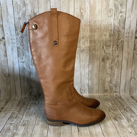 Sam Edelman Penny 2 Leather Tall Riding Boot Size 6.5W Whiskey Brown Retail $200 - Picture 1 of 8